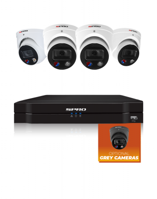 SPRO 4MP Bundle Kit with 4CH NVR & 4x 5MP (Ver. 1) Active Deterrence Cameras