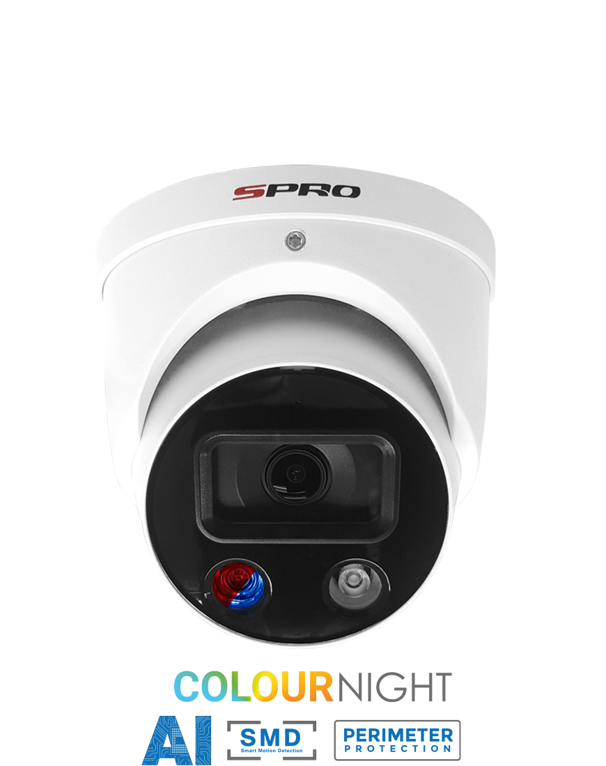 SPRO 5MP IP Fixed Lens Turret with Active Deterrence