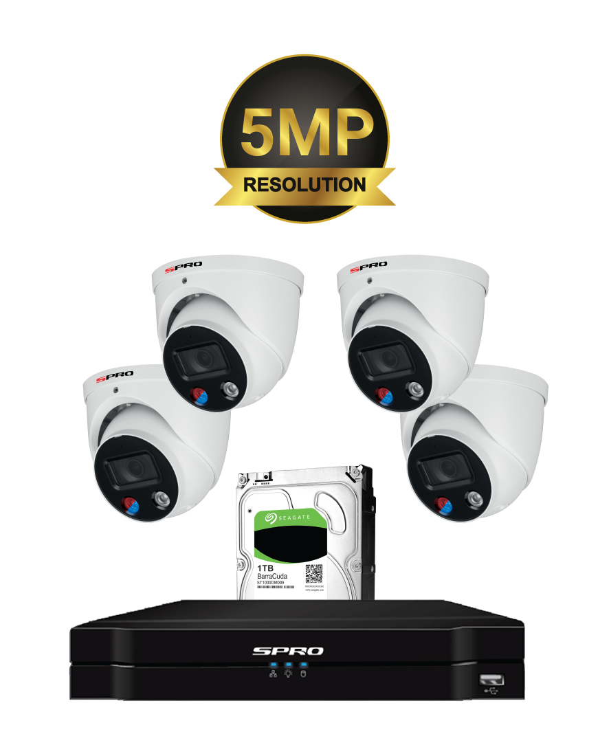 SPRO 5MP Bundle Kit with 4CH NVR & 4x AD Cameras