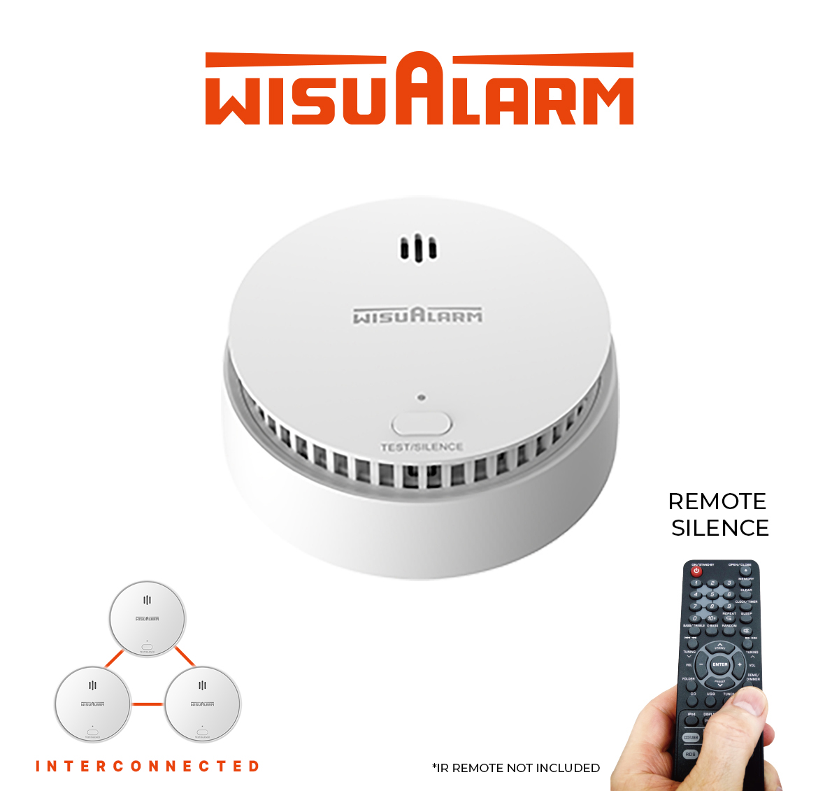 WisuAlarm Interconnected Smoke Alarm with 10 Year Sealed Battery (WA-HY-SA30A-R8)